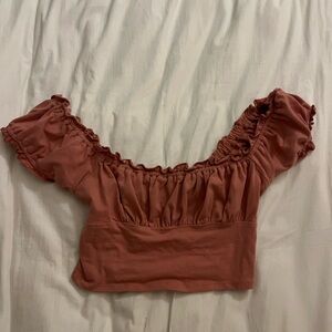 PACSUN pink ruffle crop top (can be worn off the shoulder)